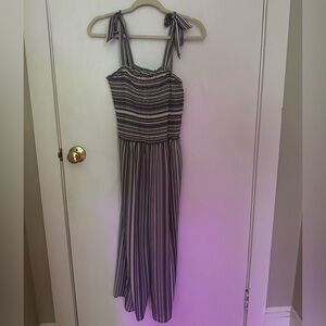 Eyeshadow Black and White Striped Jumpsuit